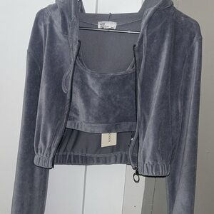 New Hot & Delicious Matching Sports Bra and Jacket Set Blue- Small